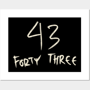 Hand Drawn Letter Number 43 Forty Three Posters and Art